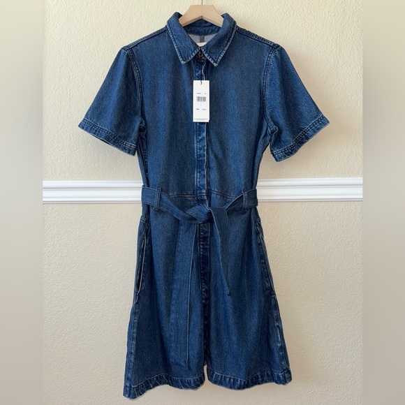 NEW WITH TAGS 7 For All Mankind Denim Shirtdress Lyocell Size Large - Picture 2 of 16